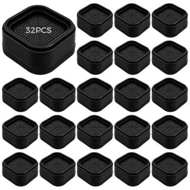 Imagem de 32 peças de almofadas de pés para máquinas de lavar, absorção de choque, base antiderrapante, elevadores de móveis ajustáveis para aplicações pesadas, compatível com cama, mesa, sofá e geladeira
