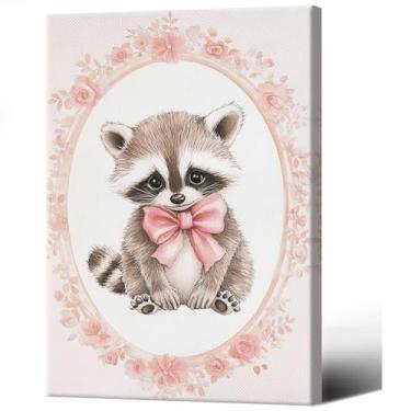 Imagem de Adoráveis pôsteres de guaxinim decoração de parede arte de parede arte de parede adorável retrato de animal pintura de quarto de bebê quarto de bebê pôsteres corredor decoração de parede 30 x 45 cm