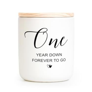 Imagem de Vela de aniversário de 1 ano para namorada namorada - Presentes de casamento de aniversário de um ano para casal, presente de aniversário de primeiro ano para esposa e marido - Vela de 198 g