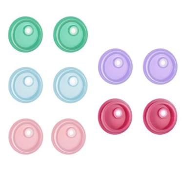 Imagem de 10 tampas de copo de plástico coloridas de doces portáteis de 473 ml, tampas de tigela reutilizáveis, xícaras de café gelado reutilizáveis, latas de cerveja, vitaminas, uísque, presentes de chá de