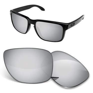 Imagem de Lentes de substituição premium compatíveis com óculos de sol Oakley Holbrook OO9102 | Antiarranhões | Espessura de 1,5 mm - Prata escura polarizada