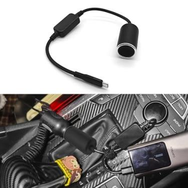 Imagem de HQRNYP Adaptador USB C para 12V, USB C para 1 adaptador de isqueiro de 2V, DC 5V para 1 2V Step Up, cabo conversor de tomada de isqueiro para carro para GPS, Dashcam, fitas de luz LED, câmera de carro