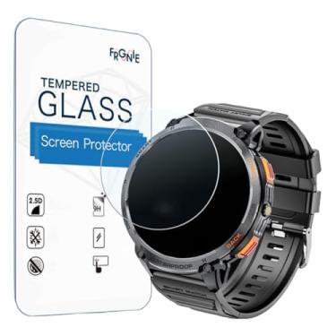 Imagem de Frgnie Protetor de tela projetado para relógio inteligente Haulvean K68 (pacote com 3) filme de vidro temperado, HD antiarranhões, sem bolhas, projetado para smartwatch de 4,7 cm