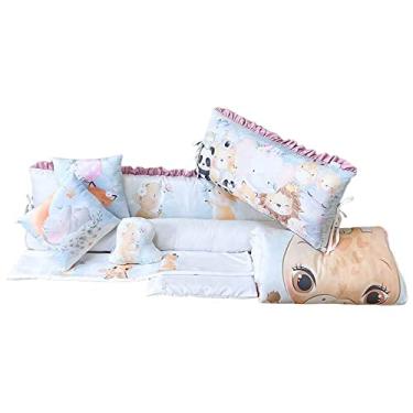 Imagem de Kit Enxoval de Berço 10 Peças Micropercal Poliéster 200 Fios - My Friends