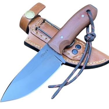 Imagem de Faca Artesanal ES Mini Neck Knife EDC Bainha em Couro Faca Pequena Leve e Robusta