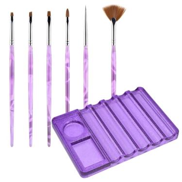 Imagem de KAZIPOP Conjunto de pincéis de arte de unhas com paleta de mistura de esmalte multifuncional, ferramentas de design de arte de unhas, pincéis de pintura de unhas, suporte de caneta para canetas de