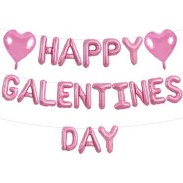 Imagem de TONIFUL 16 Inch Pink Happy Galentine's Day Letter Balloons Valentine's Day Foil Alphabet Balloons Banner for Wedding Bridal Shower Anniversary Engagement Ladies Girls Party Supplies