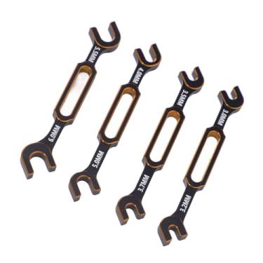 Imagem de SPYMINNPOO Chave de Carro RC 4 PCS Conjunto de Ferramentas de Alumínio para Tensor e Removedor de Junta Esférica 3,0 Mm a 6,0 Mm para Carros RC, Drones e Barcos (Ouro)