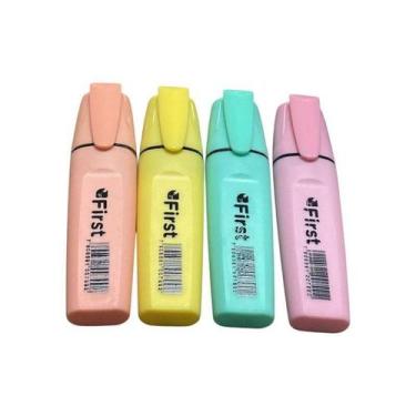 Imagem de Kit Com 04 Canetas Marca Texto Cores Em Tons Pastel - First