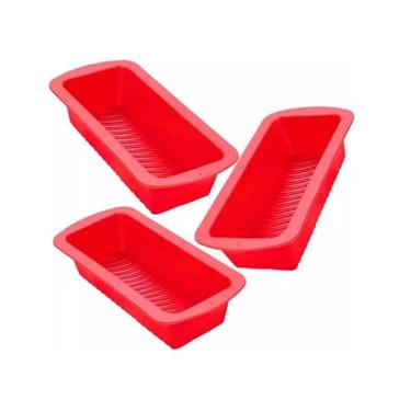 Imagem de Kit 3 Formas Assadeira de Pão/Bolo Retangular 27cm em Silicone (P/Micro-ondas, Forno e Air fryer)