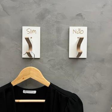 Imagem de 4 Ganchos Para Roupas Provador de loja Sim Não Retangular Moderno Branco