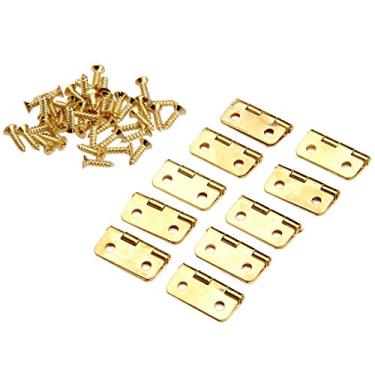 Imagem de 50 pcs Cozinha Armário dobradiças para Móveis Ferro 4 Buracos Dobradiça de Ouro Dobradiças para Caixas de Jóias Acessórios de móveis 18x16mm YYDFPIIA