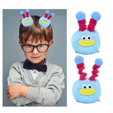 Imagem de MIUPOO Grampos de cabelo fofos pompons, acessórios de dia de cabelo louco para meninas, presilhas peculiares de monstrinho, grampos de cabelo de bico de pato de pelúcia, presilhas de cabelo