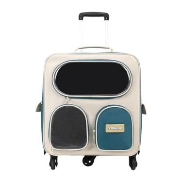 Imagem de Fxzqgnh Mala de Viagem com Estampa de Gato, Mochila, com Rodinhas, Janela Lateral em Tela, Grande Capacidade, Ergonômica, Leve E Portátil, Verde Azul