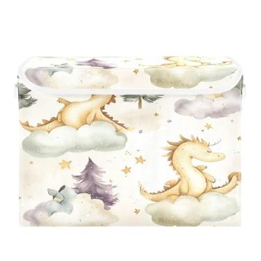 Imagem de SEHANY Cestas de armazenamento engraçadas de dinossauro com tampas, organizador de caixa de armazenamento dobrável, caixas de armazenamento de armário de tecido para roupas cobertor de escritório