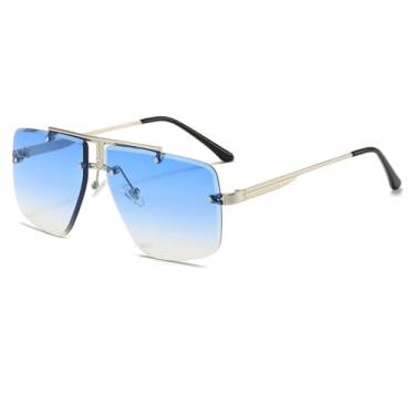 Imagem de HCHES Óculos de Sol Vintage Feminino Masculino Clássico Retrô Degradê Sem Armação Moda Masculina Feminina Sem Aro (2)