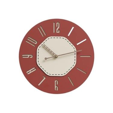 Imagem de Relógio de parede Relógio de parede vintage luxo, vermelho ou preto, silencioso e alimentado por bateria para decoração de casa(Red)