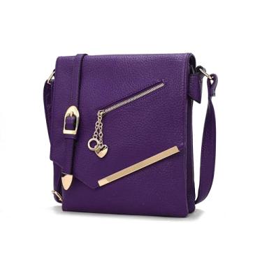 Imagem de MKF Collection Bolsas transversais para mulheres, bolsa tiracolo de couro vegano, bolsa de mão pequena feminina da Mia K, Jasmim roxo