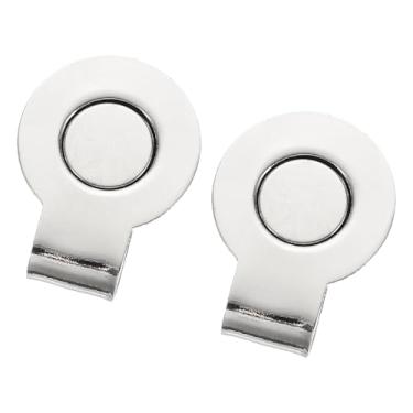 Imagem de YELARXI Clipes de chapéu de golfe, pacote com 2 grampos de metal com suporte magnético removível para marcadores de bola, acessórios de golfe para (mulheres e homens), prata
