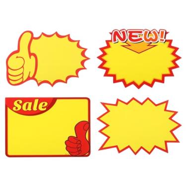 Imagem de PATIKIL 160 peças de placas Starburst, 17,8 x 14 cm, placas de explosão de estrelas em branco, etiquetas de preço, etiquetas de preços, papel neon fluorescente para placas de varejo, venda, polegar