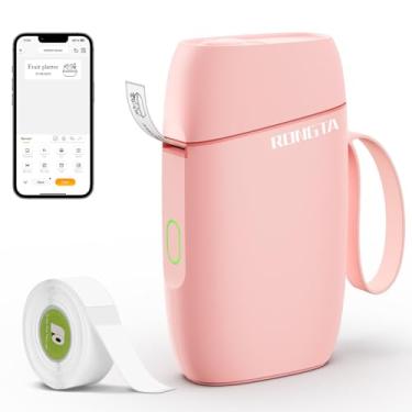 Imagem de Rongta Máquina de etiquetar com fita, impressora de etiquetas Bluetooth, mini etiquetadoras sem fio com vários modelos para organizar o escritório e a casa (rosa)