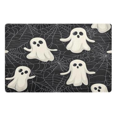 Imagem de STAYTOP Tapete de porta Happy Halloween para entrada externa 81 x 50 cm, tapete de boas-vindas ao ar livre/interno, tapetes de banho fofos, capacho frontal antiderrapante para entrada, pátio, áreas de