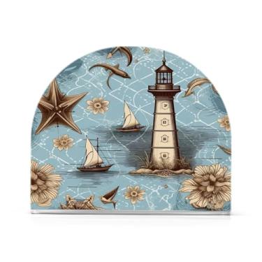 Imagem de Wassud Porta-guardanapos de acrílico estilo náutico vintage, dispensador de guardanapos de papel moderno em forma de U para mesa, cozinha, sala de jantar, bancada 1 peça (comporta 50-60 guardanapos)