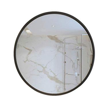 Imagem de Espelho de parede para banheiro, espelhos de maquiagem de parede espelhados, moldura de metal redonda para quarto banheiro sala de estar decoração moda concisa, diâmetro -70 cm, diâmetro -70 cm