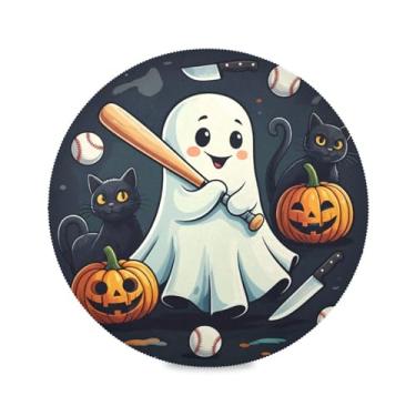 Imagem de Wassud Jogo americano Fantasma Taco de Beisebol Tapetes de Mesa Redondos para Cozinha e Jantar, Laváveis, Resistentes ao Calor, Decoração de Mesa 39 cm