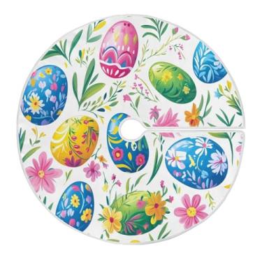 Imagem de Qilmy Linda saia de árvore de Natal com ovos de páscoa 90 cm, camurça para árvore de Natal, adequada para decoração de armário em ambientes internos e externos, festas, escritórios, lojas, armários936