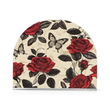 Imagem de Porta-guardanapos de flores rosas para mesas, porta-guardanapos de Halloween para cozinha, porta-guardanapos de mesa, porta-guardanapos de coquetel, porta-guardanapos de papel756