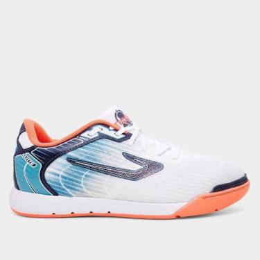 Imagem de Chuteira Futsal Topper Elitte Unissex, Branco, Rosa, 42