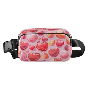 Imagem de CEBUGI Mini pochetes de caminhada para homens e mulheres, dia dos namorados, corações modernos, resistentes à água, com cinto ajustável para treino, viagem, corrida