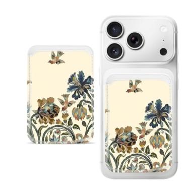 Imagem de Suporte de cartão magnético para iPhone, capa fina de couro PU, capa traseira para cartão, acessório de telefone fofo