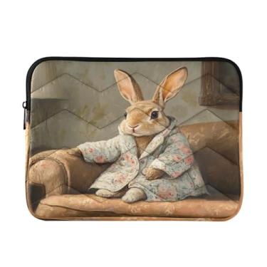 Imagem de Coikll _Coelho no sofá bolsa para laptop à prova de choque capa protetora para computador para notebook de 13 a 14 polegadas