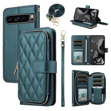 Imagem de Furiet Argyle Capa carteira para Google Pixel 9 Pro XL/10 Pro XL com alça de pulso/ombro, compartimentos para cartões, bolsa com zíper, luxuosa, couro PU, suporte para celular para Pixel9 9Pro Nine