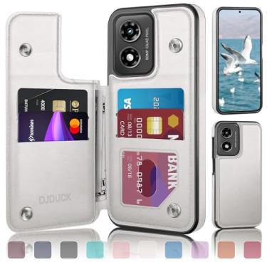 Imagem de DJDUCK Capa carteira projetada para Moto G Play 2024 com porta-cartão, [proteção de couro com bloqueio de RFID] [capa de fecho magnético] à prova de choque masculina e feminina para Moto G Play 2024