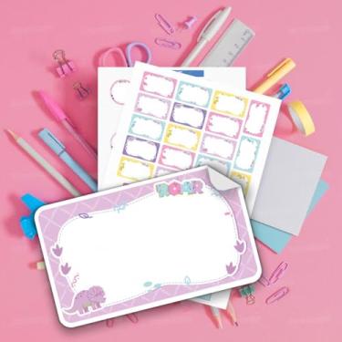 Imagem de Kit Etiquetas Escolares Infantis Dino 02, etiquetas adesivas para material escolar, livros, cadernos e mochilas