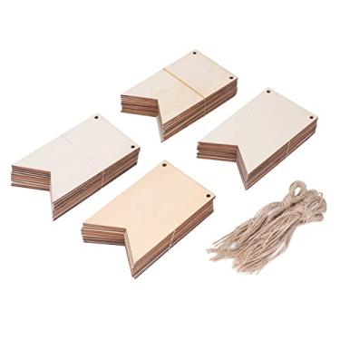 Imagem de ZAWELIYO Placa de Madeira Em Branco para Artesanato DIY 48 Peças Banner de Madeira Pendurado Inacabado Com Cordas para Pintura e Escrita, Ideal para Decorações de Férias e Casamento