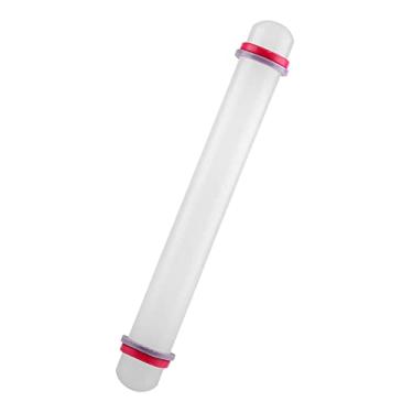 Imagem de Cryfokt Rolo Ajustável Antiaderente para Ferramenta de Cozimento de Espessura Uniforme de Massa para Rolo de Massa de Bolo Fondant para Biscoitos de Pastelaria, Plástico, 9,1 X 1 pol.