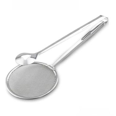 Imagem de Kit 2 Pegador Inox Fritura Escumadeira + Espátula Dupla Cozinha Para Carne Ovo Salada (Pegador Escumadeira 2Uni)