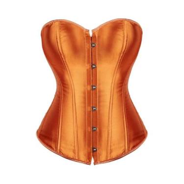 Imagem de Corset Vintage Elegante plus Size Em Cetim Com Ajuste Na Cintura E Est