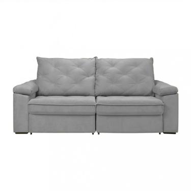 Imagem de Sofá Para Sala Reclinável Estofado Miami 210cm Boucle Cinza