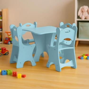 Imagem de Mesa Infantil com 4 Cadeiras Elise para Criança Atividade Escola Crech