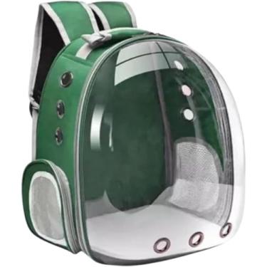 Imagem de Mochila Transporte para Pets com Janela Acrílica – Ventilação 360°, Oxford Reforçado, Até 6kg, Para Cães e Gatos (verde)