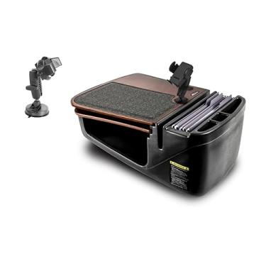 Imagem de AutoExec Mesa de carro GripMaster para sua estação de trabalho de veículos e escritório móvel, mogno, com suporte para telefone e sucção para telefone