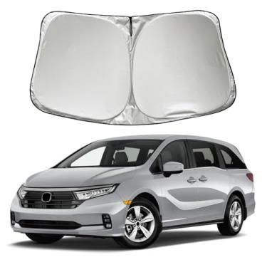 Imagem de SZYUCHEN Para-brisa de carro para-sol compatível com Honda Odyssey LX EX EX-L Touring Elite 2026 2025 2024 2023 2022-2018 acessórios mini van minivan, viseira de proteção solar dobrável para janela