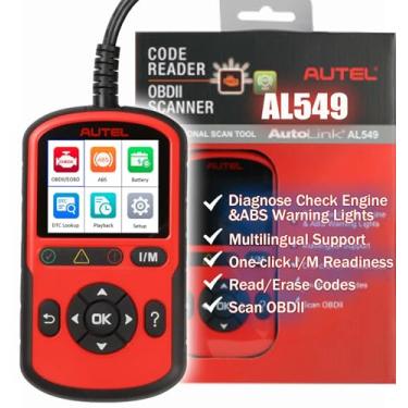 Imagem de Autel Leitor De Código Autolink Al549 Com Scanner Obd2 E Ferramenta Diagnóstico Autovin, Cores Para Falhas Prontidão Im, Teste Universal Bateria Automotiva, Cobertura Aprimorada Pcm Abs, Versão Atua