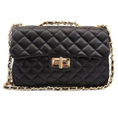 Imagem de Bolsa Feminina Transversal Baú Maria Milão de Ombro e de Mão Matelasse Preta-Feminino