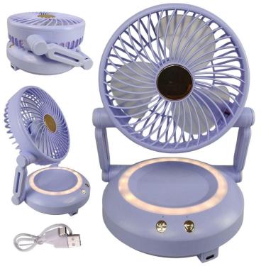 Imagem de Ventilador Mesa Dobravel 3 Velocidades Usb Portatil Iluminaçao Led Verao Calor Sol Dias Quentes Escrivaninha Decoraçao